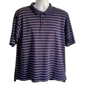 Nike Golf Mens Blue and White Striped Polo Shirt Large